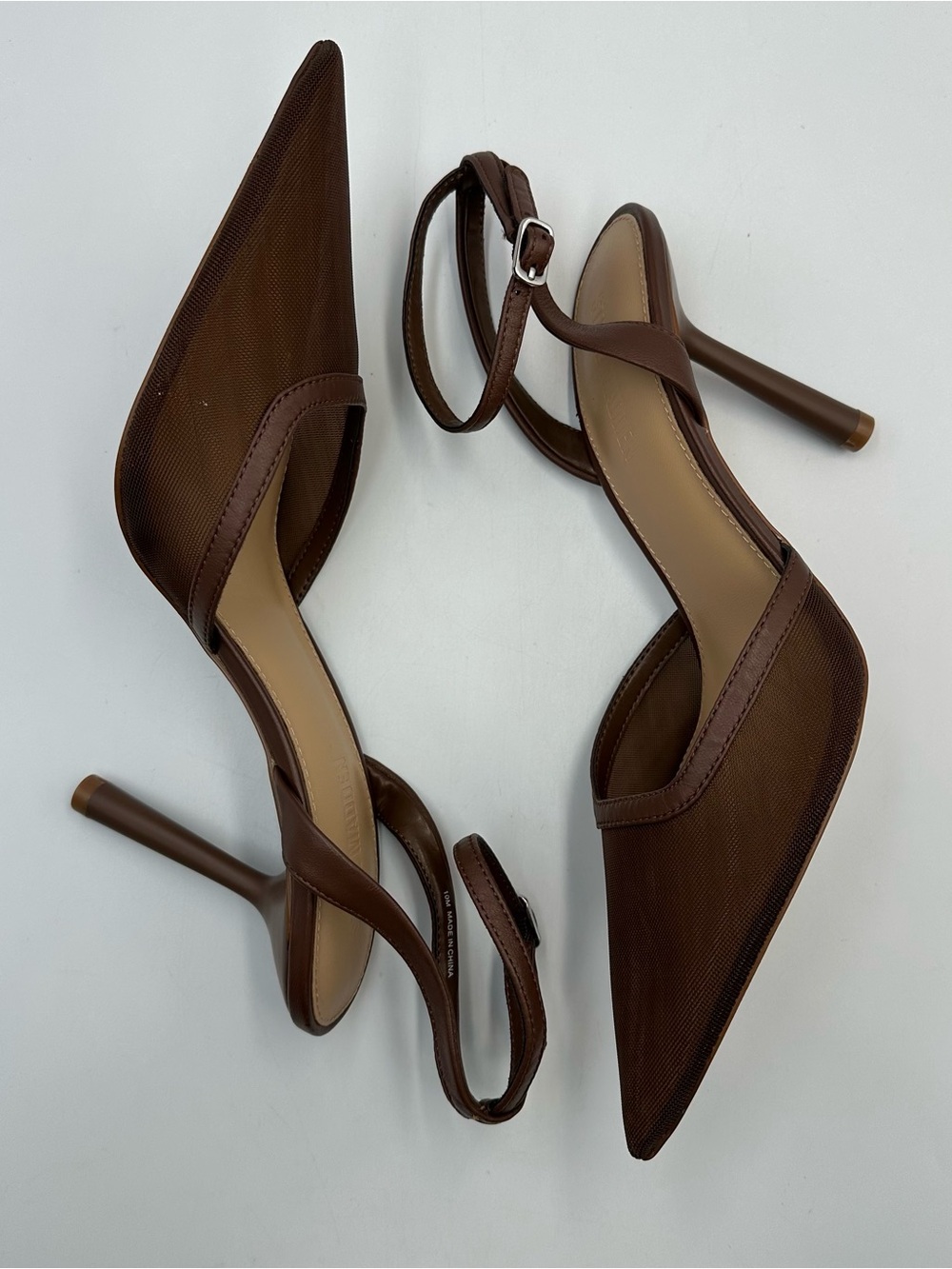 Steve Madden Alliance-M Brown Leather Mesh Heel Womens 10M Ankle Strap Cushion - Picture 10 of 12